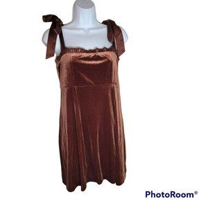 Danielle Bernstein Women's  Velvet Short Mini Dress - Warm Brown Size Large NWT